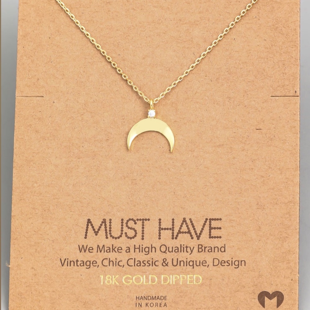 Gold dipped crescent moon necklace